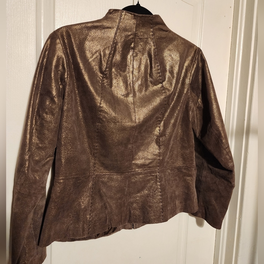 ColdWater Creek Metallic 100% Leather Jacket - Picture 5 of 5